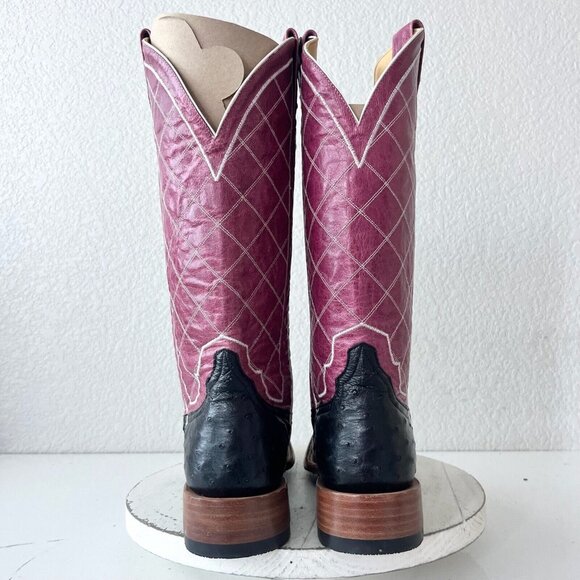 NEW Rod Patrick Mens Cowboy Boots 10.5AA Black Full Quill Ostrich Square Toe - Picture 3 of 12
